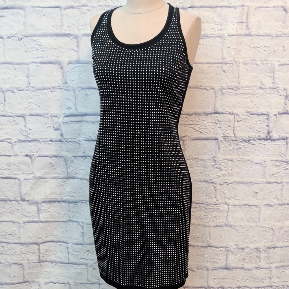 JLO Dress Jennifer Lopez T-back Dress W/ Silver Rhinestones - Size X-Small